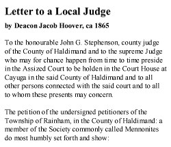 Jacob Hoover's Letter to a Local Judge
